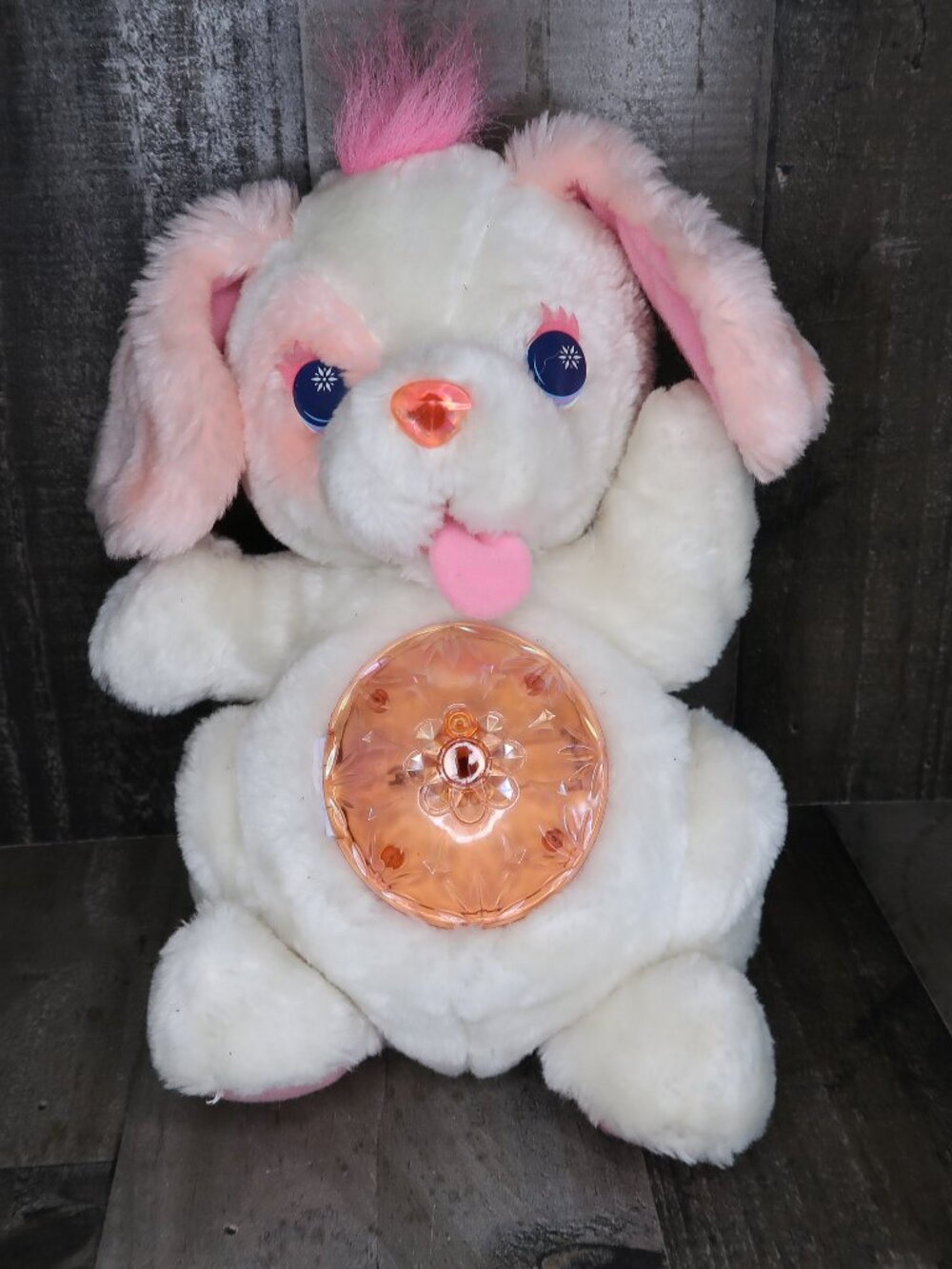 1994 Kenner Secret Keepins Pups White & Pink Puppy Dog Vtg 10" Plush Lock No Key